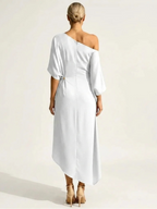 Asymmetric Draped One-Shoulder Dress