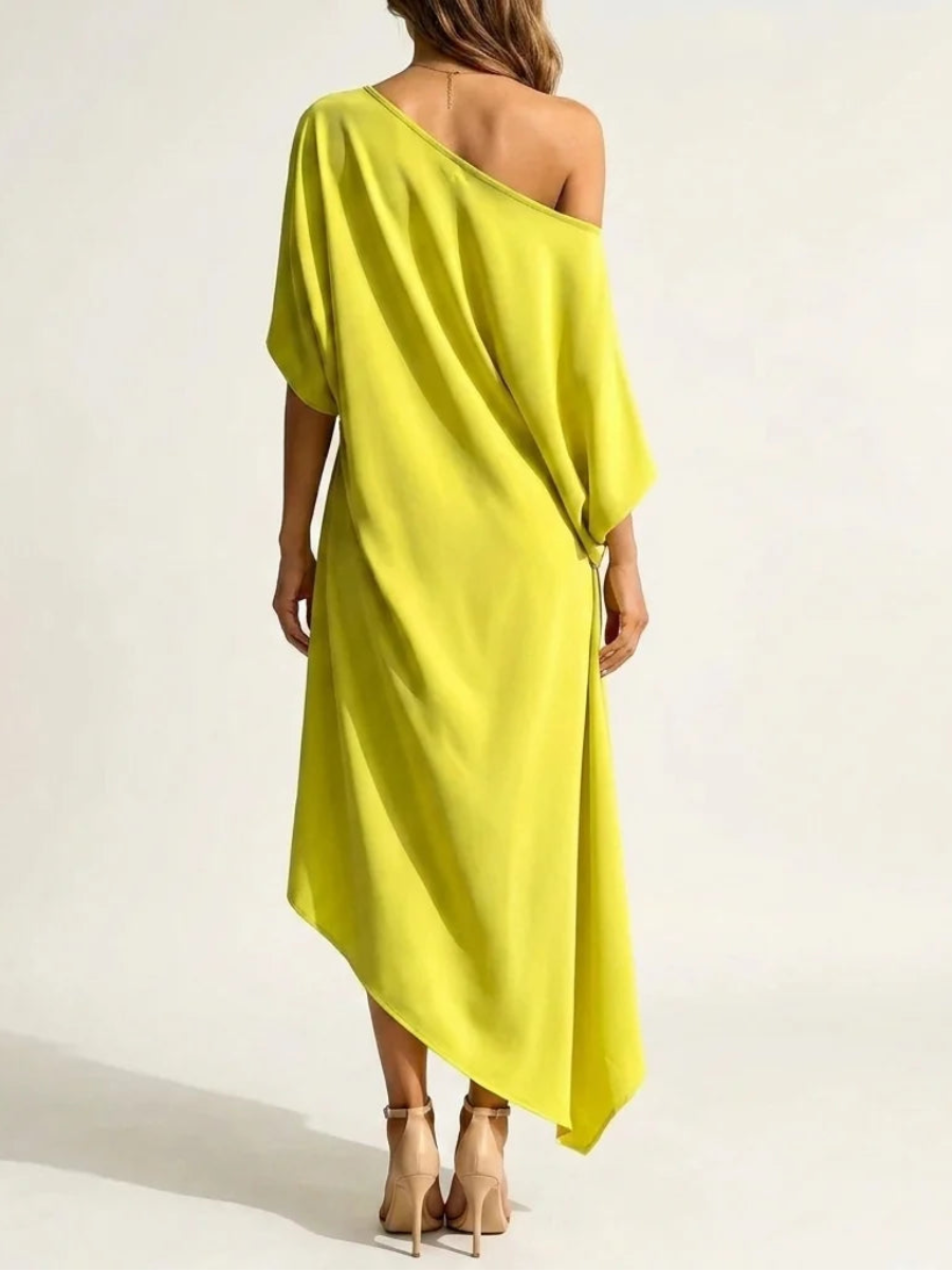 Asymmetric Draped One-Shoulder Dress