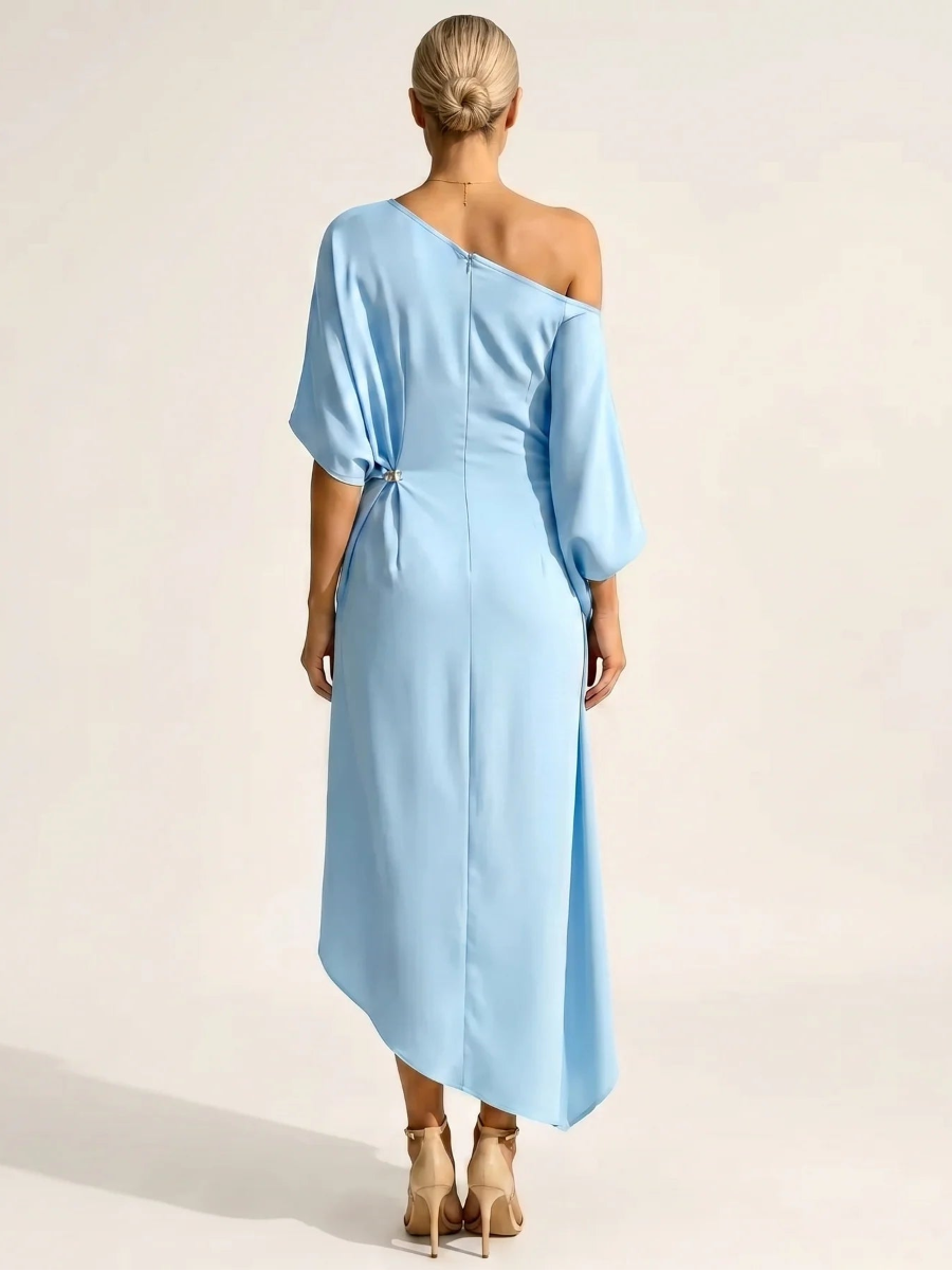 Asymmetric Draped One-Shoulder Dress