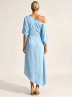 Asymmetric Draped One-Shoulder Dress