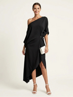 Asymmetric Draped One-Shoulder Dress