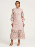Lace High Neck Midi Dress