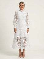 Lace High Neck Midi Dress