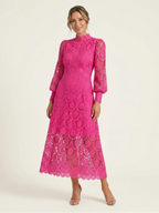 Lace High Neck Midi Dress