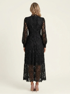 Lace High Neck Midi Dress