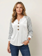 Blusa de botones con mangas de lentejuelas de terciopelo