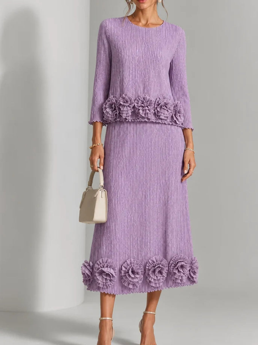 Elegant Floral Applique Skirt Set
