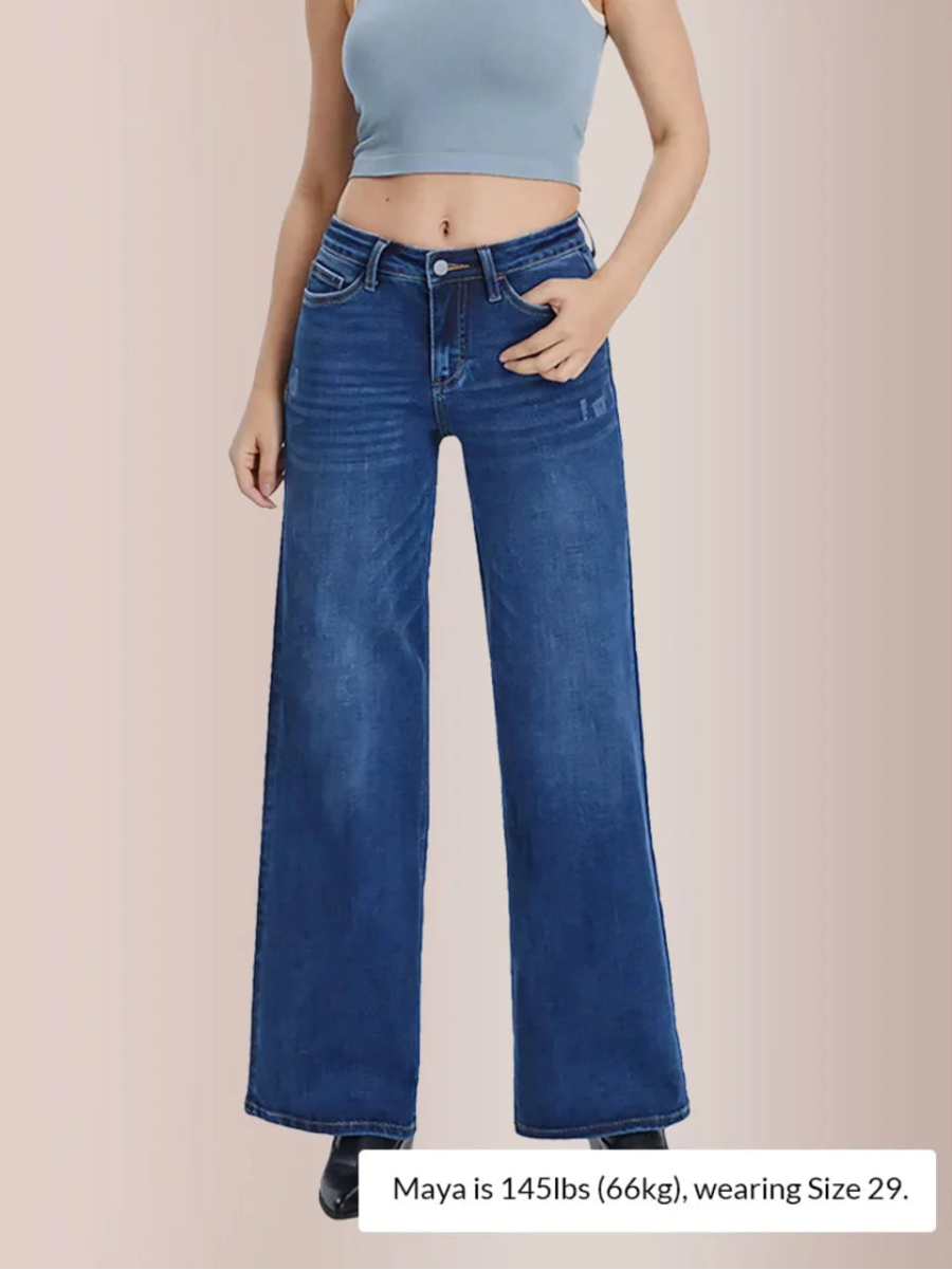 Plus Size Mid-Low Rise Baggy Jeans