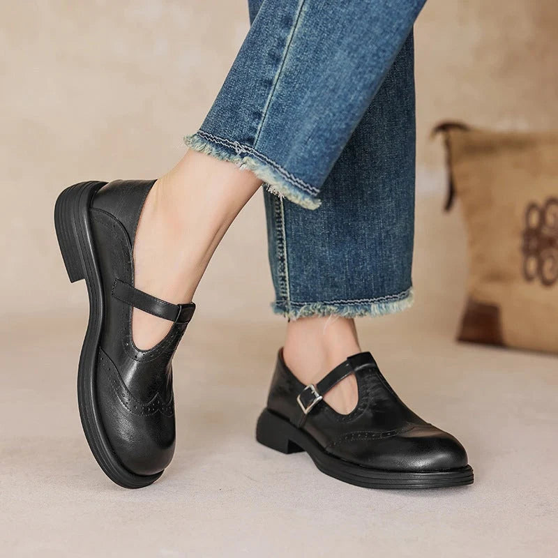 Vintage T-Strap Brogue Mary Jane Shoes