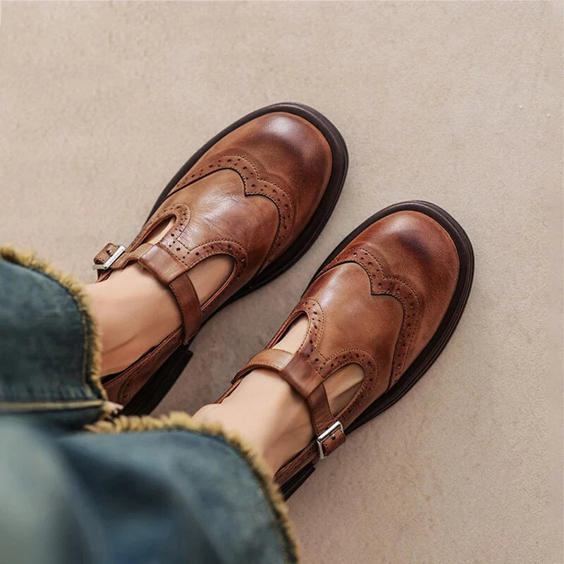 Vintage T-Strap Brogue Mary Jane Shoes