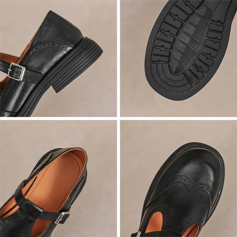 Vintage T-Strap Brogue Mary Jane Shoes