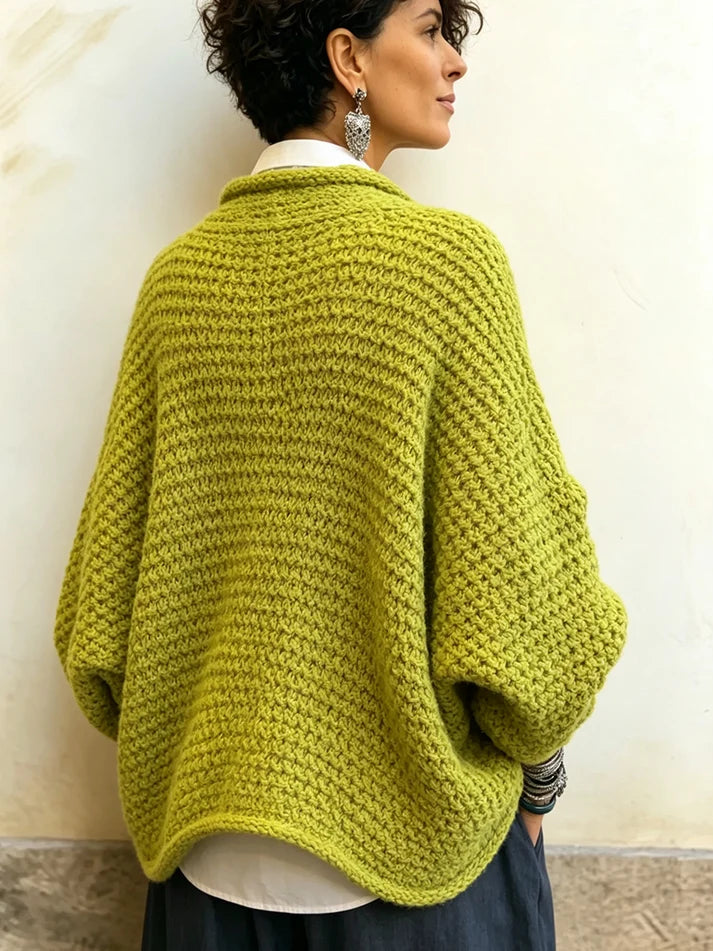 Cozy Relaxed Batwing Sleeves Crossover V-neck Sweater
