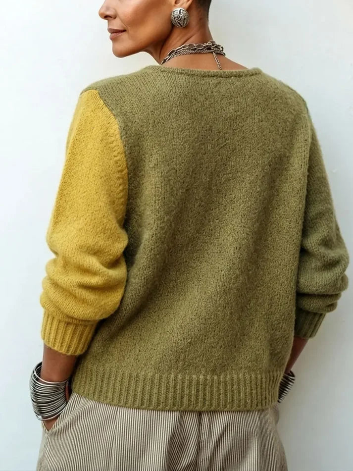 Artisti Cozy Asymmetric Color-block Knit Sweater