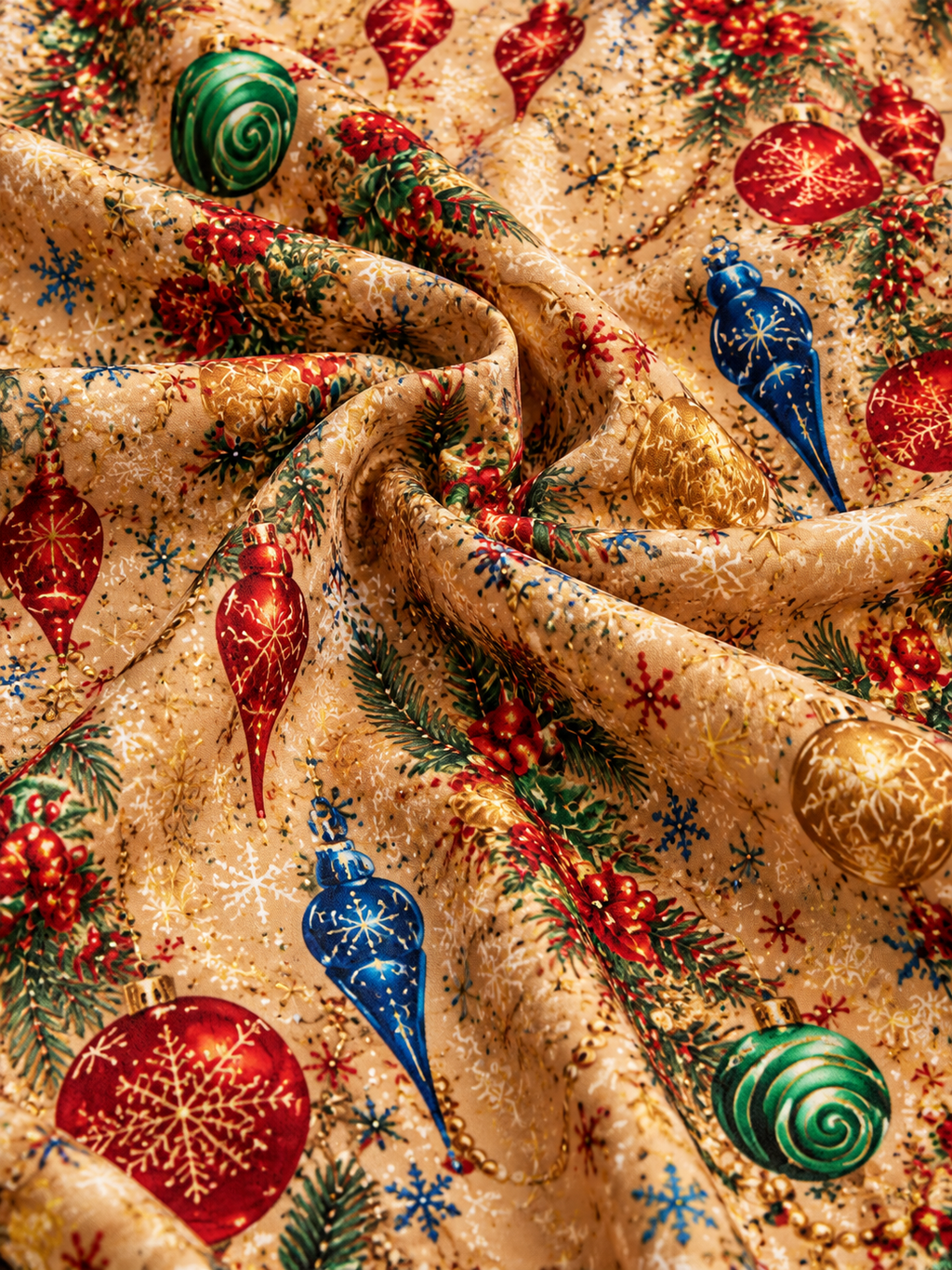Christmas Ornament Print Maxi Dress