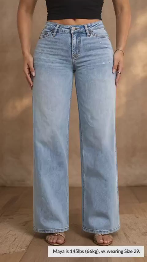 Plus Size Mid-Low Rise Baggy Jeans