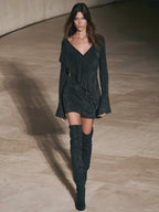 Flare Sleeve Cocktail Mini Dress