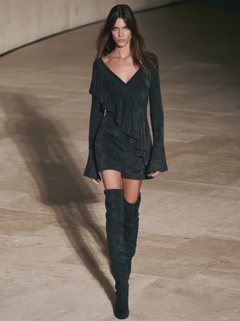 Flare Sleeve Cocktail Mini Dress
