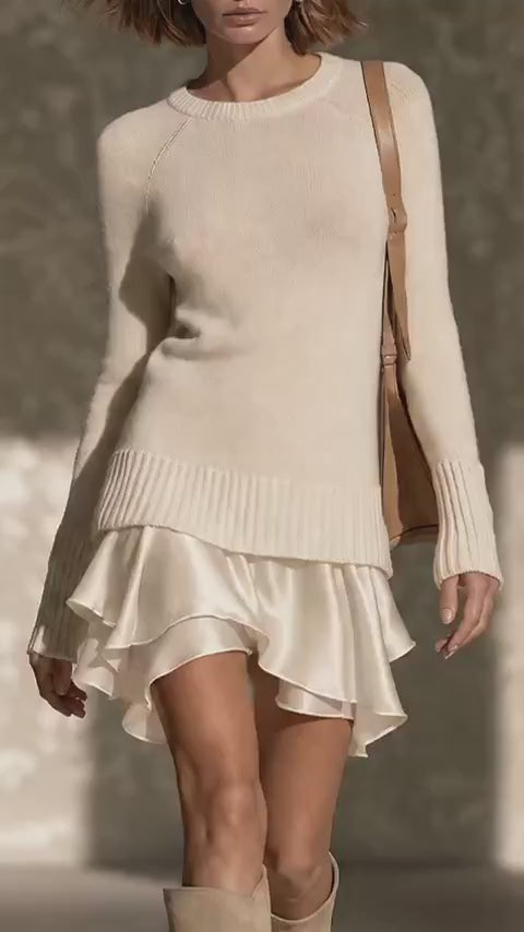 Knit Ruffle Hem Mini Dress