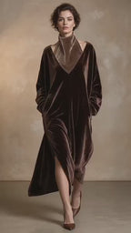 Loose Turtleneck Velet Maxi Dress
