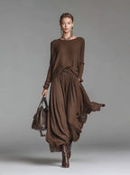 Fashion Round Neck Knitted Skirt Set