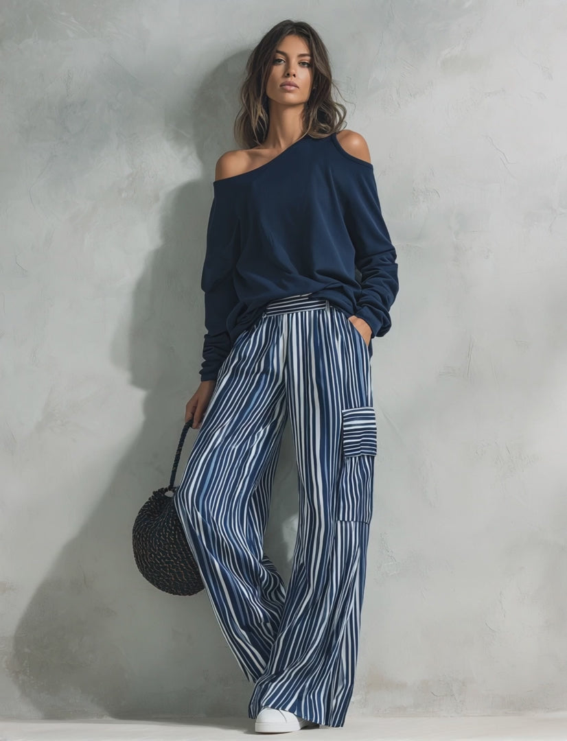 Striped Wide Leg Two Piece Set