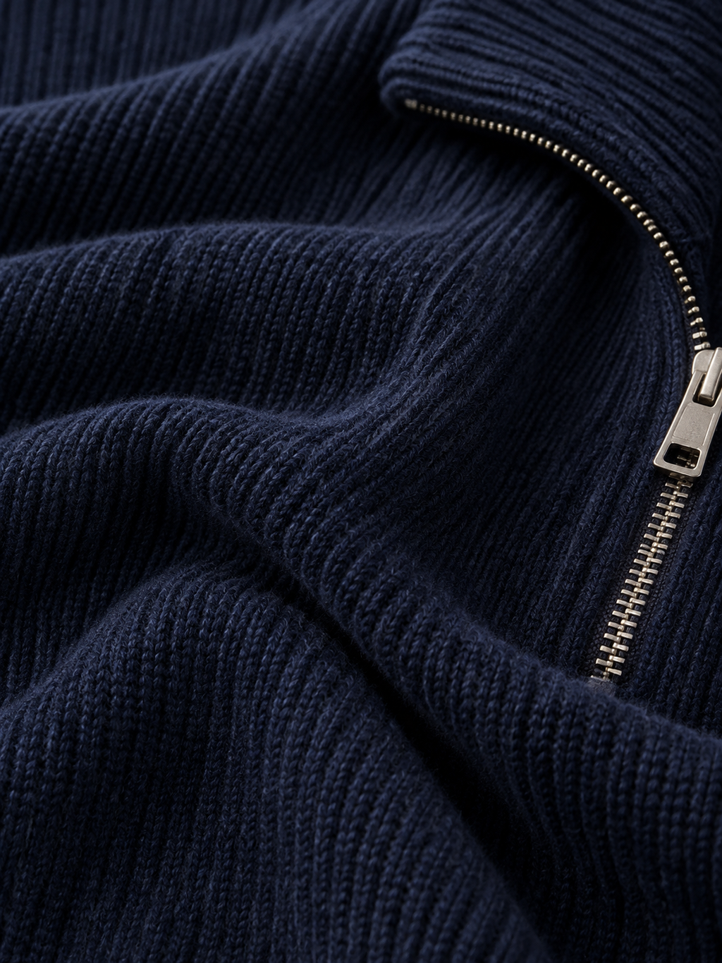 Navy Ribbed Knit Zip-Up Side-Stripe Pants Set