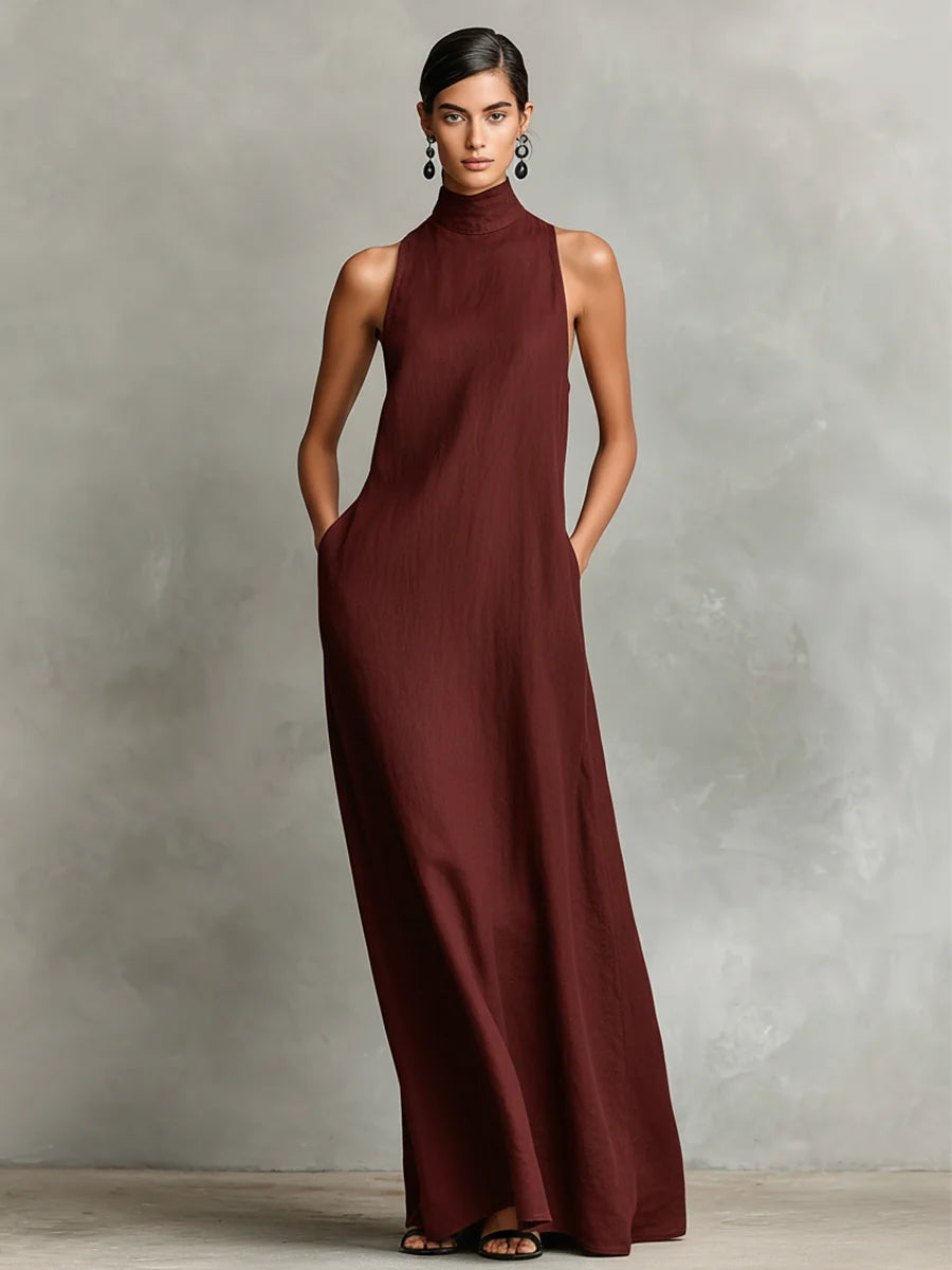 Minimalist High Neck Maxi Dress