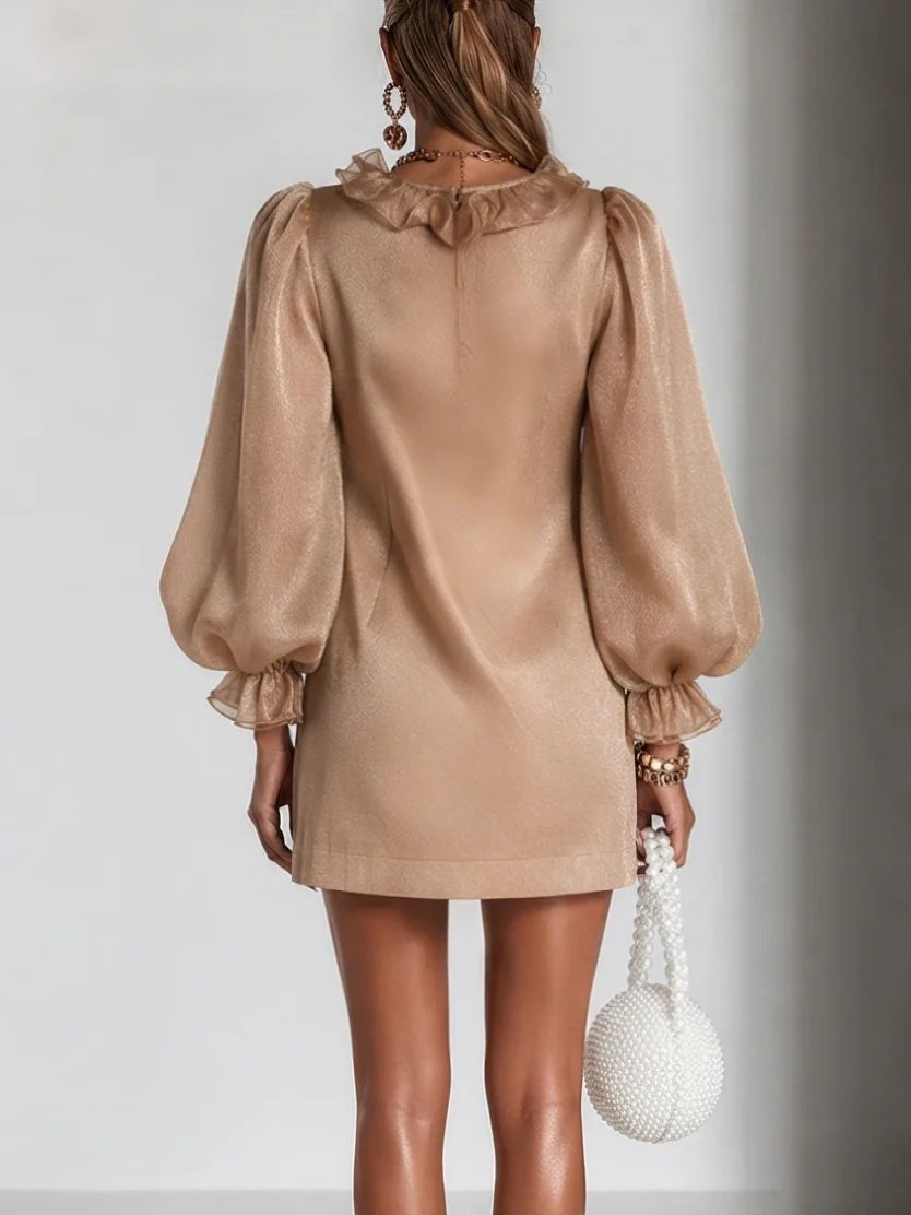 Elegant Ruffle Puff Sleeve Mini Dress