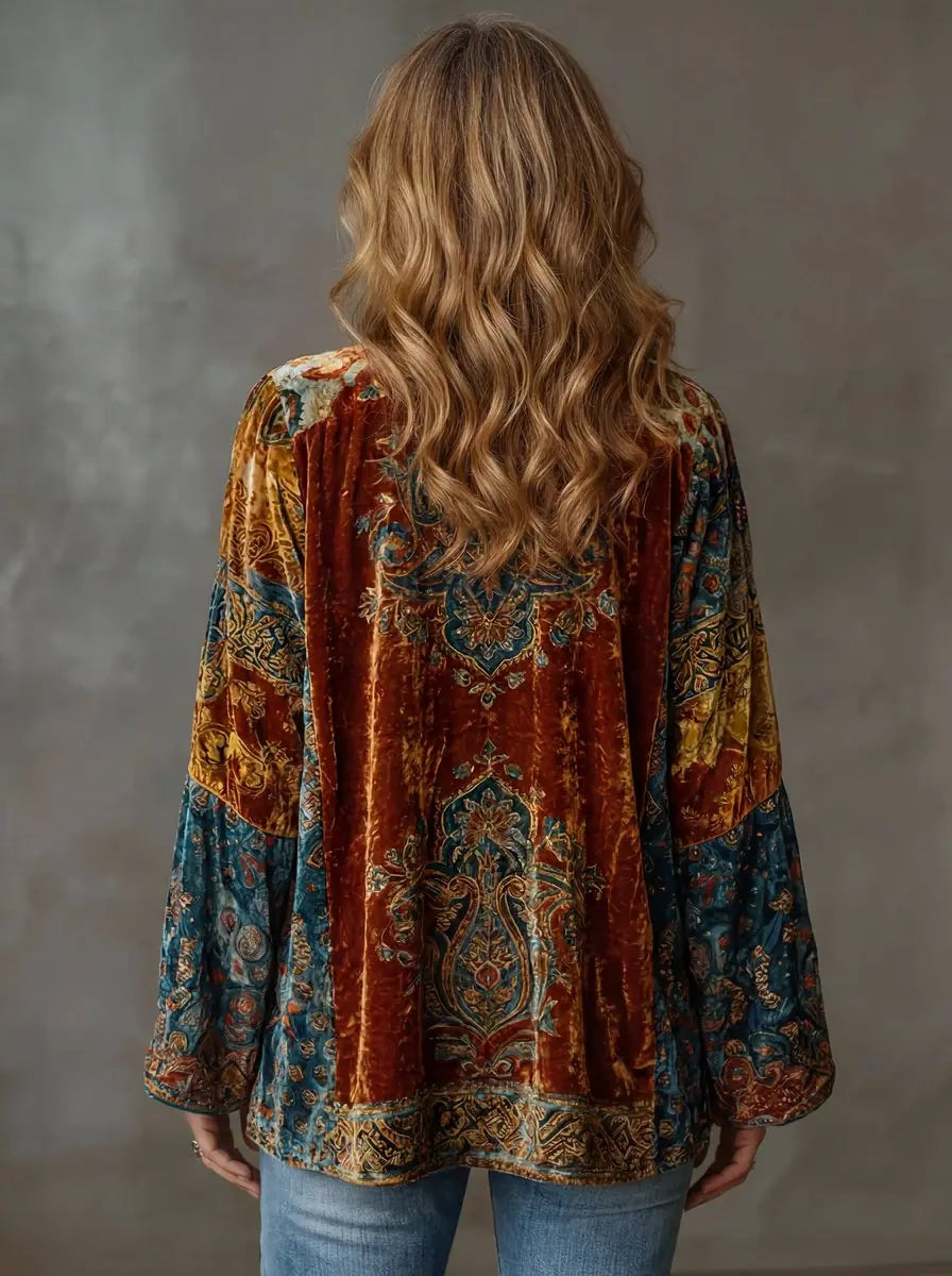 Boho Quilted Jacket Loose Fit Vintage Cardigan