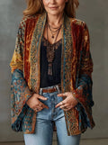 Boho Quilted Jacket Loose Fit Vintage Cardigan
