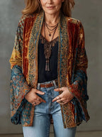 Boho Quilted Jacket Loose Fit Vintage Cardigan