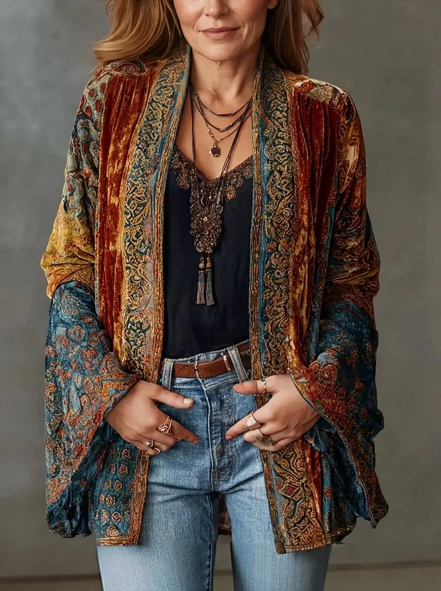 Boho Quilted Jacket Loose Fit Vintage Cardigan
